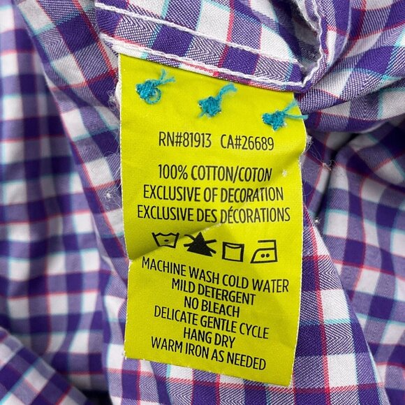 Robert X Graham Shirt Mens 2XLarge Blue Orange Gingham Check Tailored Fit - Picture 7 of 12